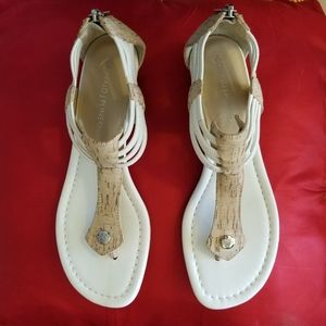 Donald J Pliner Sz.7N White Leather & Cork Sandal